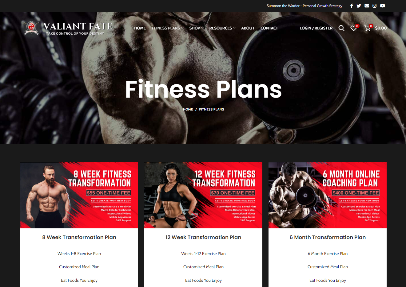 Valiant Fate Online Fitness Coaching